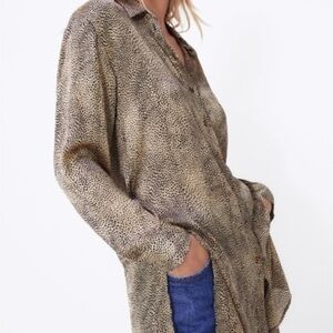 ZARA Satin Leopard Blouse